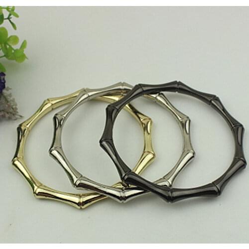 Metal Bamboo Handle O-ring Bag Handle Strap DIY Replacement Handbag Luggage Hardware Circle Bags Handle Accessories Gold Silver