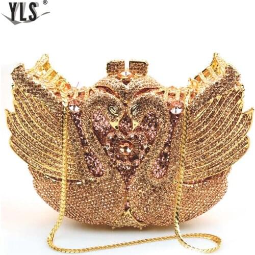 Fashion Luxury Crystal Bags Designer rhinestone swan Clutch Bags for Ladies Purse Wedding Bridal Evening Bags