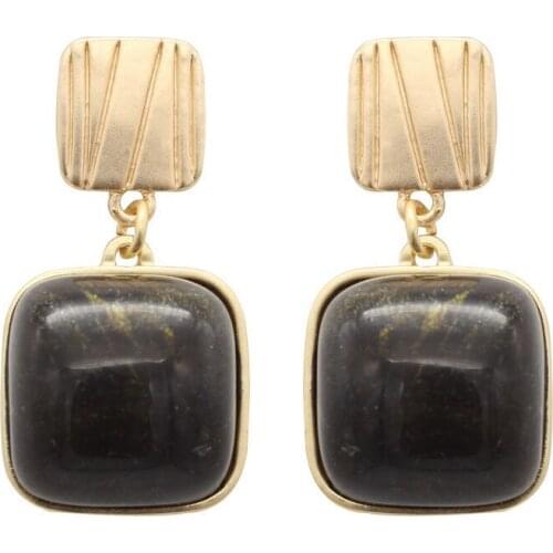 Fashion Stud Earrings Square Resin Pendant For Women Simplicity Imitation Stone Charms Ear Jewelry Party Gifts