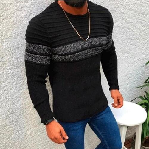 2020 Fashion Designs Black Thick Mens Winter Warm Sweater Acrylic Round Neck Top Pullover Retro Casual Knit Sweater For Men