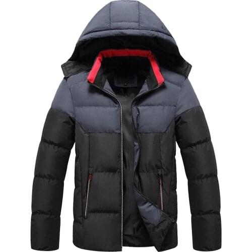 Men Hooded Cotton Outwear Patchwork Parka and Coats Male Outdoor Windbreaker Cotton Parkas Winter Thick Warm Jacket M-4XL