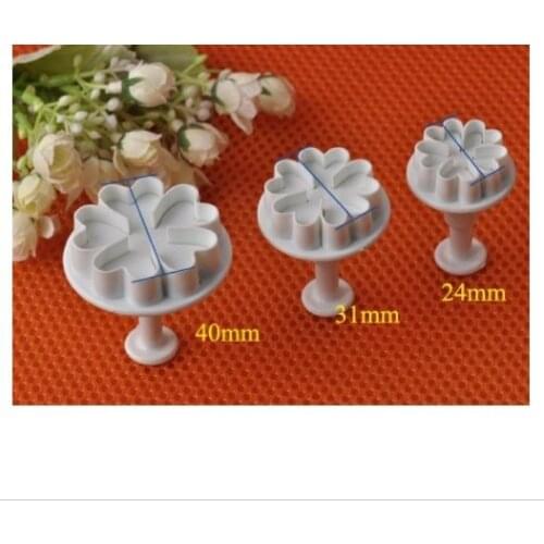 Set of 3pcs 5 Petals Heart Shape Plunger Cutter cake decorating embossing tool