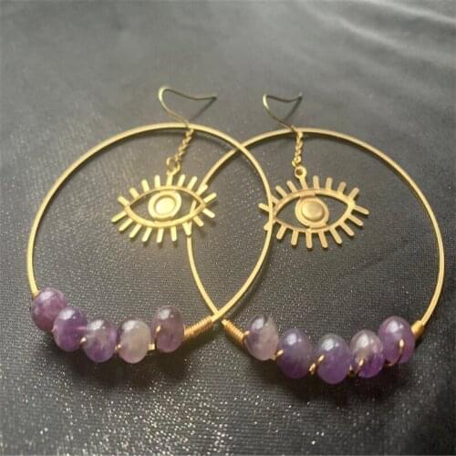 Amethyst & Eye Hoops