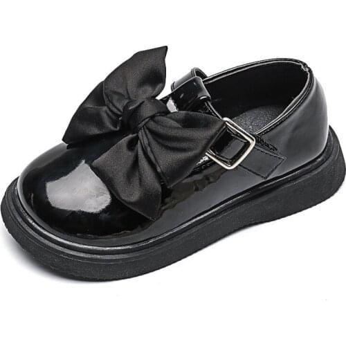 Baby Girls Shoes Fashion Bow Leather Princess Shoes Cute Kids Flat 2021 Spring Autumn New Children Shoes G101