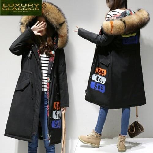 Female Warm Winter Coat Fashion Womens Down Jacket + Fur Hooded 2021 Korean Vintage Fit Long Chaqueta Mujer Hiver WU1748
