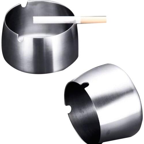 Smoking Accessories Stainless Steel Ashtrey High Temperature Drop Resistant Round Shape Silver Ashtrey Home Desktop Ash Holder