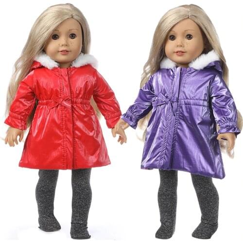 Fit for 43 Cm Baby Doll Clothes Red Jacket Pants Set 18 Inch Girl Doll Outfits Purple Winter Long Coat