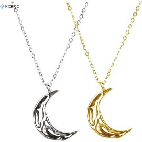 Kikichicc 925 Sterling Silver Irregular Moon Big Pendant Luxury Necklace 2020 Fashion Women Rock Puck Jewelry Gift