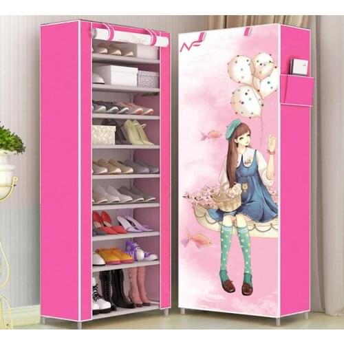 10 layer Shoe Cabinet шкаф тканевый Dustproof Non-woven Assembly Shoe Storage Stand with Side Pocket Shoe Organizer