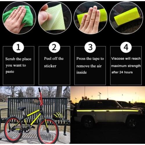 5cm*1m Car Reflective Tape Sticker Safety Mark Car Styling Self Adhesive Warning Tape Motorcycle Bicycle Film Decoration Tool
