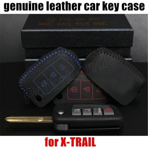 Only Red car key case Hand sewing car key cover genuine quality leather car key cloth fit for NISSAN TIIDA LIVINA X-TRAIL