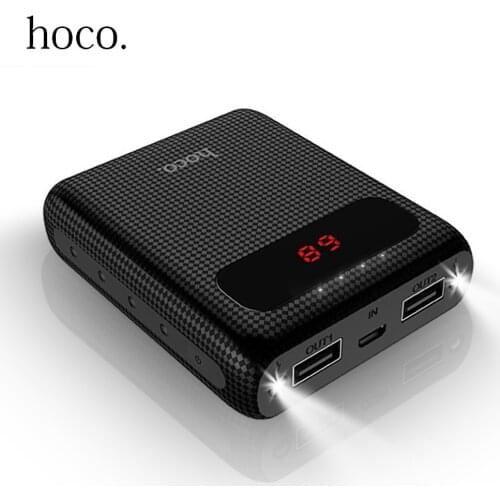 HOCO 10000mAh Power Bank Dual LED USB 18650 External Battery Universal Phone portable charger PowerBank 10000mAh for iPhone 6s 7