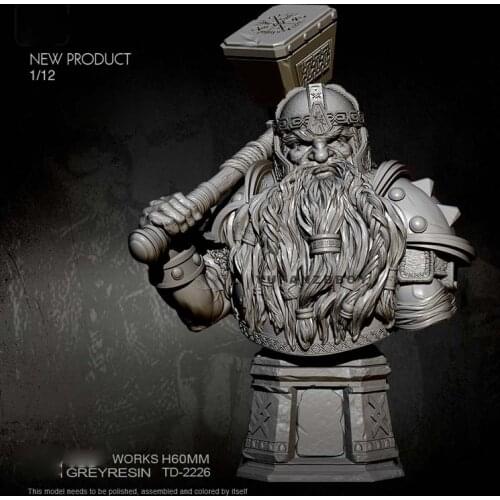 YUFAN GK Handmade White Model 60mm Dwarf Warrior Bust Resin Soldier (Unpainted Kits) TD-2226