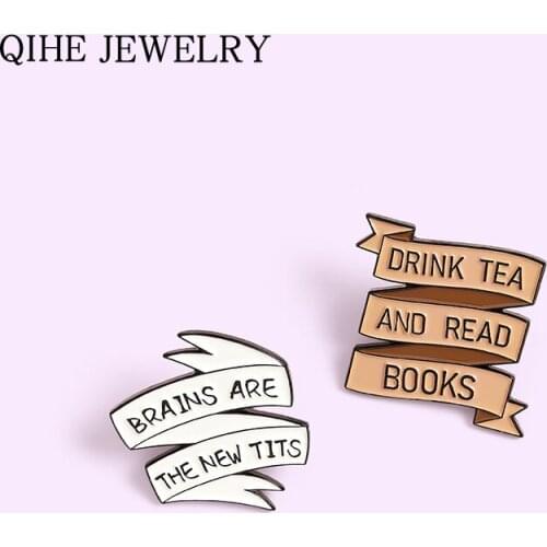 Funny Enamel Pins Custom Banner “Brains Are The New Tlts” Brooches for Friend Bag Clothes Lapel Pin Badge Jewelry Gift Wholesale