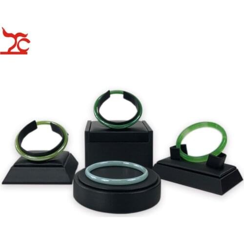 Factory Sale Charm Bangle Jewelry Display Stand Holder Kit Black Brushed Leather Ring Choker Jade Bracelet Organizer 4Pcs/Lot