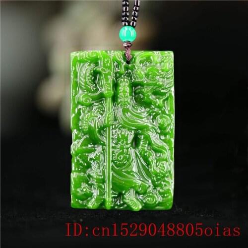 Green Jade Guangong Pendant Natural Men Chinese Fashion Carved Jewelry Necklace Amulet Jadeite for Gifts Charm Women