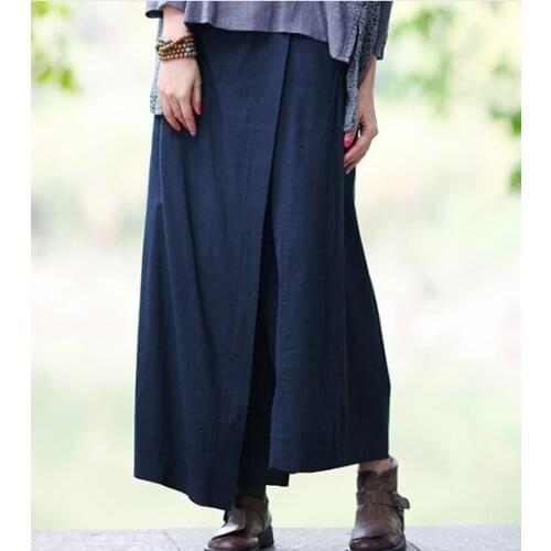 2020 Spring Summer original design womens fluid elastic waist linen loose casual pants 15901-2
