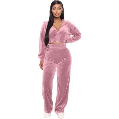 Women Suit Jogger Women Casual Zipper Solid Autumn Full Hooded Zipper Elastic Waist LOOSE 2 Pic Set Simple Euro-America Style