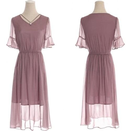 The New Womens Dress Of 2021 Is Elegant And Dignified Waist Constricting And Slim Flared Sleeve V-neck 100% Mulberry Silk Dress