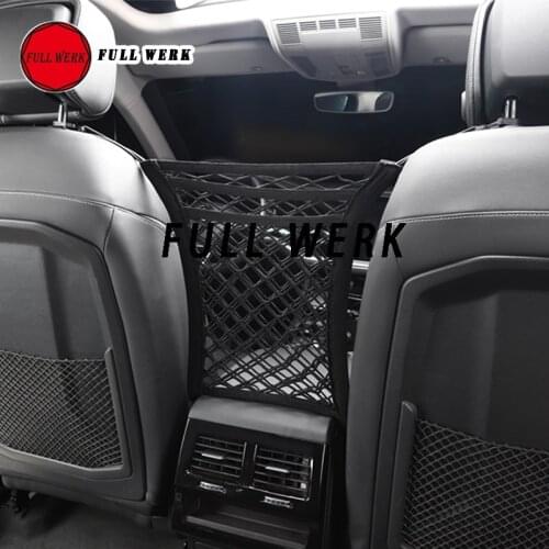 1 pc Nylon Car Seat Storage Bag Net Pocket Organizer Protective Net with Plastic Hook for Touareg Interior Accessories Black Mul
