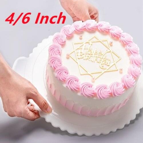 2pcs Reusable Plastic Cake Boards Round Square Mousse Cake Base Cupcake Dessert Tray for Home Wedding Birthday Party 4/6inch