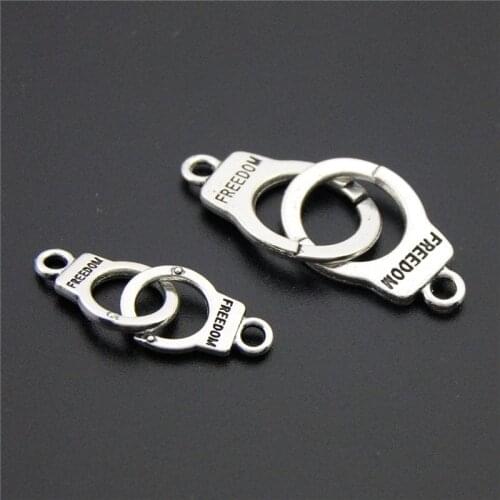 10pcs Silver Color Metal Freedom Handcuffs Charm Metal Charms For Jewelry Making