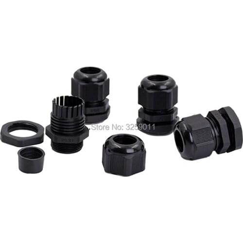 100PCS Cable Glands PG21 Black White Waterproof Adjustable Nylon Connectors Joints With Gaskets 13-18mm For Electrical Appliance