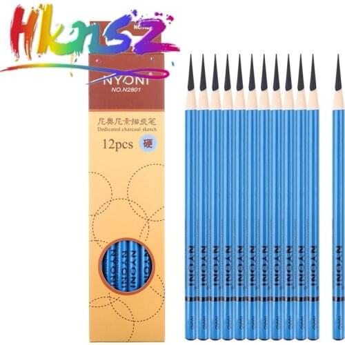 12 Sketch Pencil Art Sketch Wood Pencil Exams Draw Pencil Sketch Charcoal Pen Set with Pencil