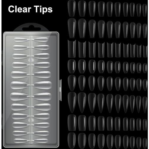 [120PCS] Almond Clear Press on Fake Nails Shape Gel X Short Coffin Full Cover Acrylic False Nail Tips Forms
