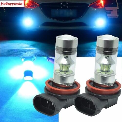 2Pcs 3030 20-SMD Extremely Super Bright 8000K Ice Blue White 6000K H16 H11LL H8LL H11 H8 LED Bulbs for Fog Driving Light Lamps