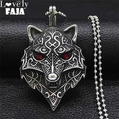 2021 Viking Wolf Stainless Steel Crystal Charm Necklaces Animal Pendant Necklace Jewelry chaîne acier inoxydable NXS03