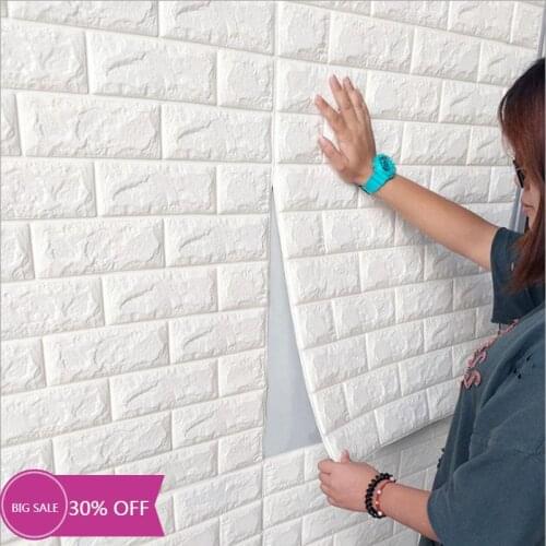 3D Brick Wallpaper PE Foam Wallpaper Self-Adhesive Panels Room Decal Stone Decoration Embossed 70x77cm