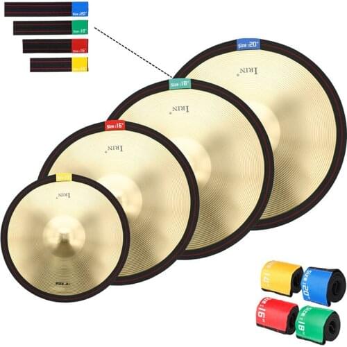 4Pcs Elastic Drum Cymbal Mutes Belts Retractable Polyester Practice Silencer Percussion Accessories