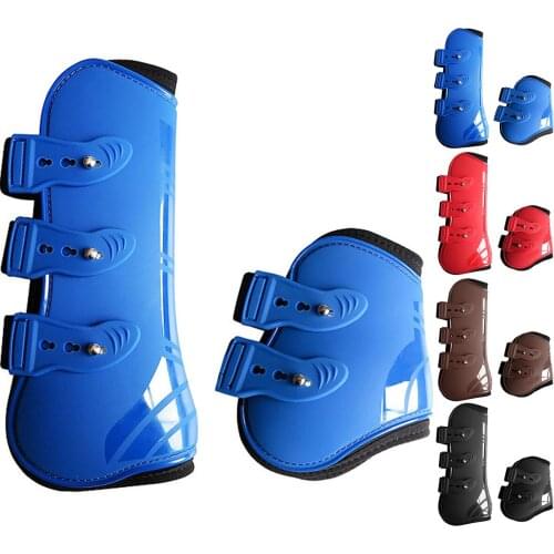 4pcs Practical Front Hind Brace Protection Wrap Farm Horse Leg Boots Adjustable Training Guard Durable Equestrian Outdoor Riding