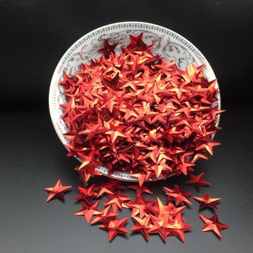 50g/lot 15mm Star Sequins Cup Loose Paillettes Wedding Crafts Kids DIY Accessories With 1 Middle Hole Red