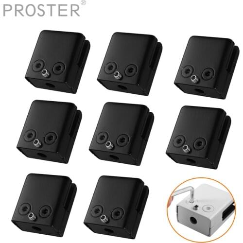 PROSTER 8Pcs Square Glass Clamps Stainless Steel 304 Clip Flat Back Bracket Shelf Balustrade Holder Clamp 8-10MM Black / White