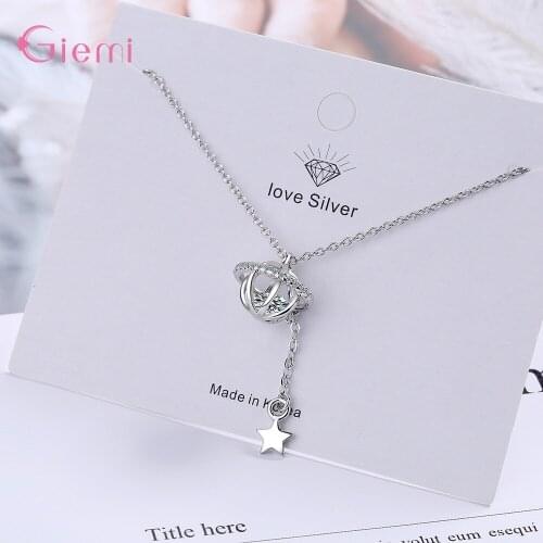 925 Sterling Silver Statement Pendant Necklace For Women Girls Party Birthday CZ Crystal Fashion Jewelry Wholesale