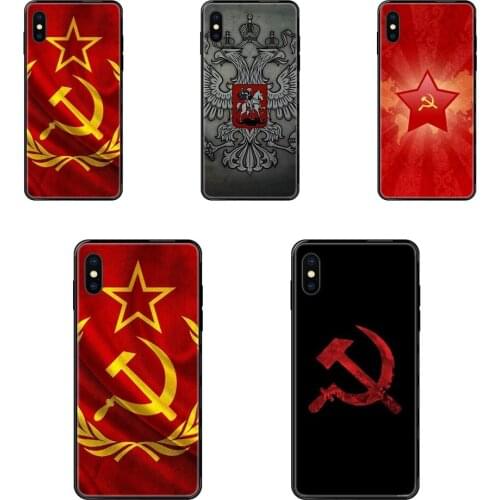 Black Soft TPU Case Coque Cover For Xiaomi Mi Note A1 A2 A3 5 5s 6 8 9 10 SE Lite Pro Ultra Ussr Soviet Emblem Flag Nova