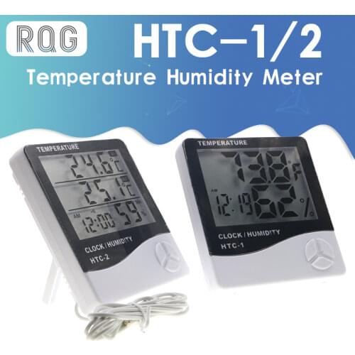 LCD Digital Temperature Humidity Meter HTC-1 HTC-2 Home Indoor Outdoor hygrometer thermometer Weather Station with Clock