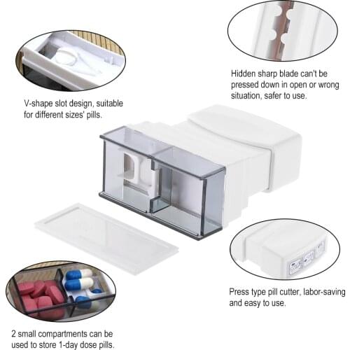Pill Cutter Pills Box Spliter Medication Tablet Divider Medicine Container Organizer Storage Box