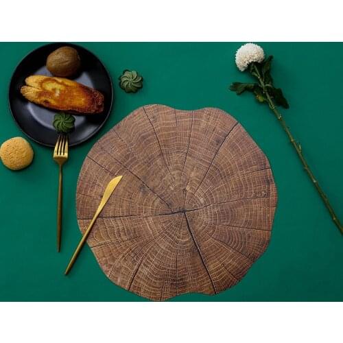 PP Printed Wooden Oil Water Resistant Non-slip Kitchen Placemat Coaster Insulation Pad Dish Coffee Table Mat Home Decor 51067