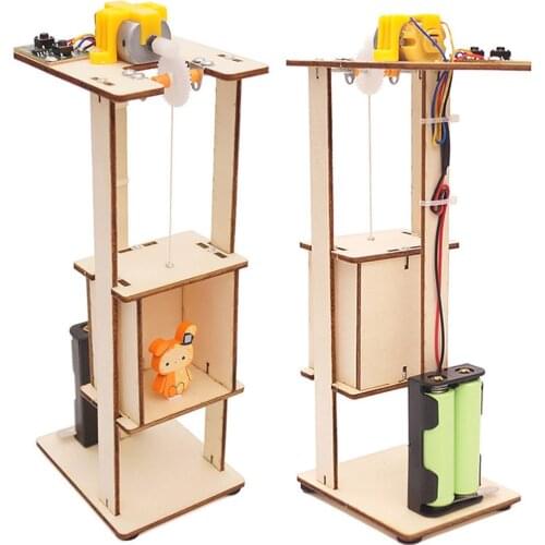 DIY Assemble Electric Lift Kids Montessori Educational Wooden Toys for Chilren Science Learning Material Model Kits Student Gift