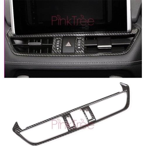 For Toyota RAV4 2019 XA50 Carbon Fiber Color Air Condition Vent DecorativeTrim Cover Car Styling Accessory