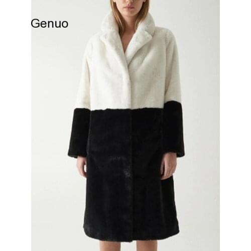 Fleece Splice Faux Fur Jacket Women Winter Coat Thick Warm Fur Jackets Streetwear Loose Soft Lamb Fur Outerwear Female