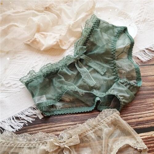 French Sexy Panties Womens Cotton Underwear Fashion Bow Underpants Low Waist Seamless Panties Girl Mesh Briefs Female Lingerie