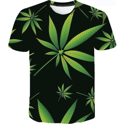 Weed Leaf Green Leaves 3D Printed T-shirt Men Women Children Summer Short Sleeve T Shirt Fashion Tops Boy Girl Kids Tees Clothes