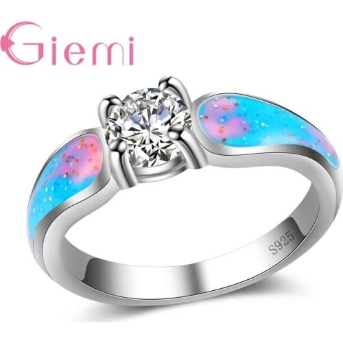 Exquisite Colorful Silver 925 Silver Band Jewelry High Quality Fire Opal Rings for Women Austrian Crystal Anillos Hot Sale