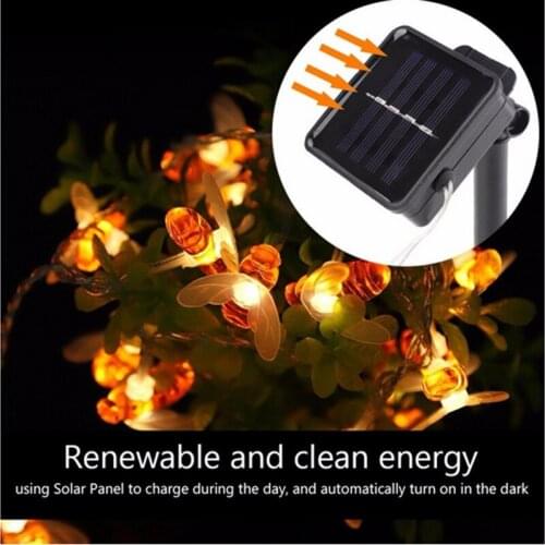 Solar Powered Cute Honey Bee LED String Light 20 LEDs / 100 LEDs Fairy Light Outdoor Garden Fence Patio Christmas Garland Lights