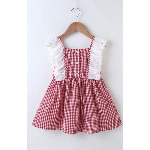 Sweet Girls Dresses Kids Summer Lace Ruffle Sleeveless Strap Princess Dress Cotton Children Clothes Girl Casual Sundress