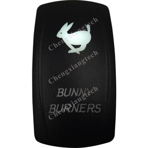 Marine Grade Waterproof IP66 BUNNY BURNERS Rocker Switch White Led lamp 3 Pin ON/OFF SPST DC12V 24V